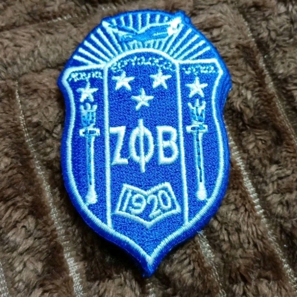 Zeta Phi Beta Crest Patch Emblem Iron On Blue Embroidered with White Details
